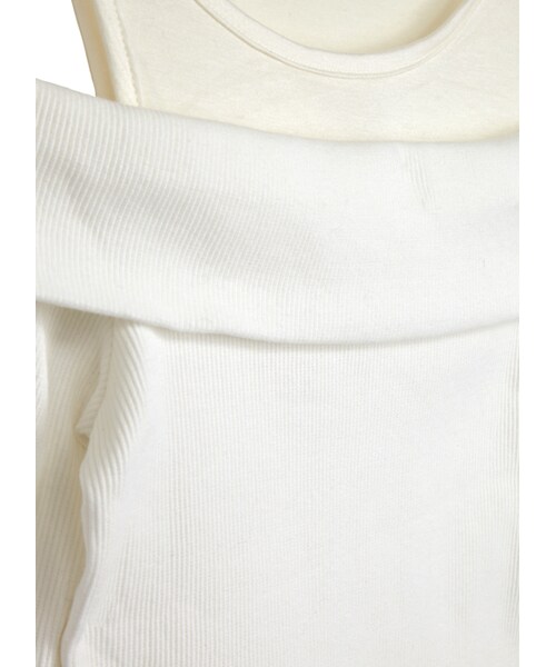 gracegift（グレースギフト）の「好感女孩露肩針織兩件式上衣（トップス・レディース・白/灰/杏・F）」の2枚目の写真