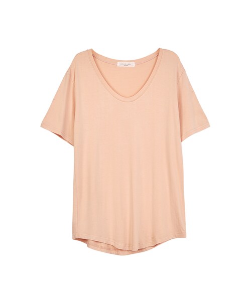 gracegift（グレースギフト）の「韓國百搭素色大圓領柔感棉T（トップス・レディース・白/粉橘/灰・F）」の7枚目の写真