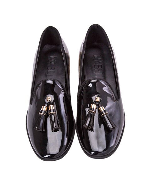 gracegift(グレースギフト)の「韓國微方頭漆皮流蘇樂福鞋(シューズ・レディース・黑/粉・35/36/37/38/39/40)」の3枚目の写真