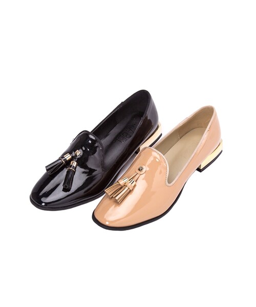 gracegift(グレースギフト)の「韓國微方頭漆皮流蘇樂福鞋(シューズ・レディース・黑/粉・35/36/37/38/39/40)」の19枚目の写真