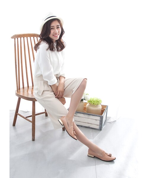 gracegift(グレースギフト)の「韓國微方頭漆皮流蘇樂福鞋(シューズ・レディース・黑/粉・35/36/37/38/39/40)」の16枚目の写真