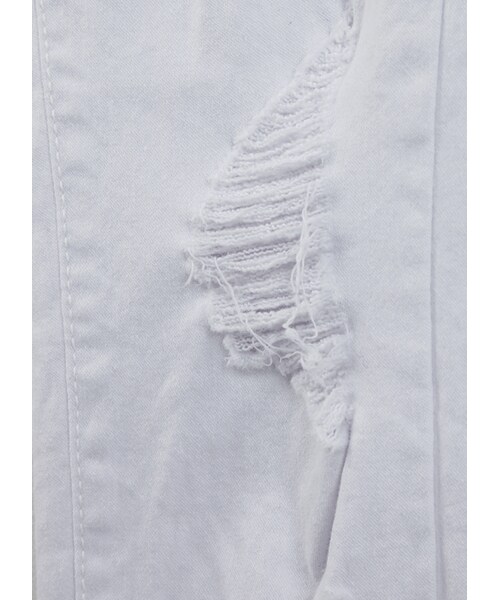 gracegift（グレースギフト）の「韓國率性抓破窄管長褲（パンツ・レディース・白・S/M/L）」の3枚目の写真