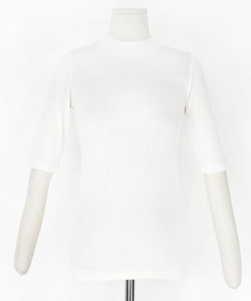 DHOLIC（ディーホリック）の「スリムハーフスリーブ首つまりTシャツ（Tシャツ/カットソー・レディース・ベージュ/アイボリー/ディープスカイブルー/ライム/ブラック/ピンク・FREE）」の2枚目の写真