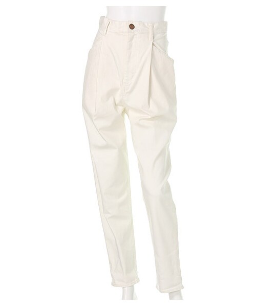 SPIRALGIRL（スパイラルガール）の「デニムタックパンツ（パンツ・レディース・オフホワイト系・1）」の2枚目の写真