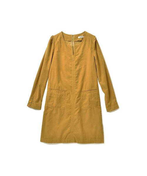Haco ハコ の Nusy シルエット自慢のオトナコーデュロイワンピ マスタード ワンピース Wear