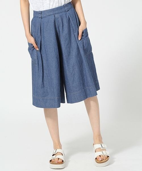 LOWRYS FARM(ローリーズファーム)の「★WEB先行予約アイテム★サイドポケットデニムガウチョ(パンツ・レディース・ブルー85/ネイビー88・F)」の1枚目の写真