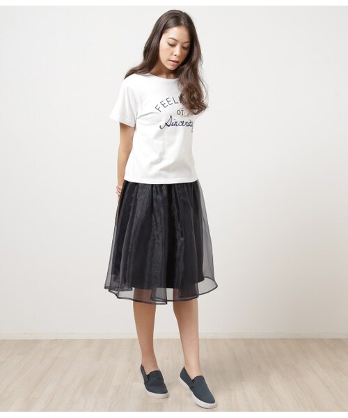 ROPE' PICNIC（ロペピクニック）の「ウエストゴムギャザースカート（スカート・レディース・ホワイト/ネイビー・38）」の9枚目の写真