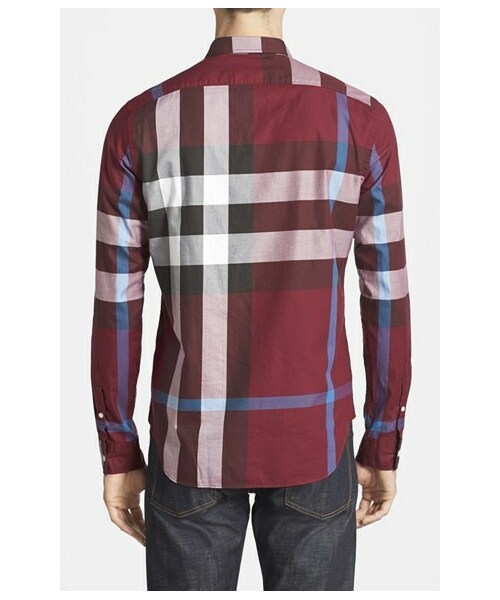 BURBERRY（バーバリー）の「Burberry Brit 'Fred' Trim Fit Check Sport Shirt（シャツ/ブラウス・メンズ・Dark Plum・Regular Small/Regular X-Large）」の3枚目の写真