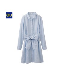 GU | （GU）フロントリボンシャツワンピース（長袖）(ワンピース/ドレス)