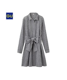 GU | （GU）フロントリボンシャツワンピース（長袖）(ワンピース/ドレス)
