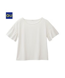 GU | （GU）フリルスリーブゆるＴ（半袖）(トップス)