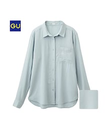 GU | （GU）リネンブレンドシャツ（長袖）(トップス)