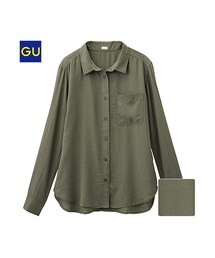 GU | （GU）リネンブレンドシャツ（長袖）(トップス)