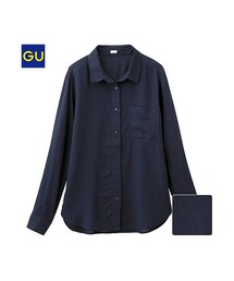 GU | （GU）リネンブレンドシャツ（長袖）(トップス)
