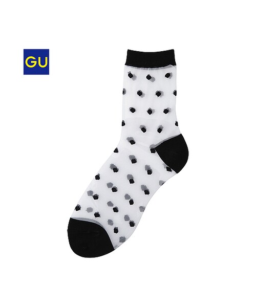 GU（ジーユー）の「（GU）シースルークルーソックスＦ（WOMEN ⁄ ソックス・レディース・CREAM/BLACK・-）」の2枚目の写真
