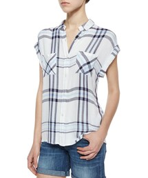 Rails | Rails Britt Short-Sleeve Plaid Shirt, White/Navy(シャツ/ブラウス)