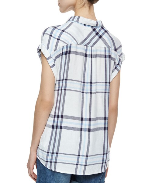 Rails（レイルズ）の「Rails Britt Short-Sleeve Plaid Shirt, White/Navy（シャツ/ブラウス・レディース・WHITE / NAVY / SK・MEDIUM/SMALL/LARGE）」の2枚目の写真