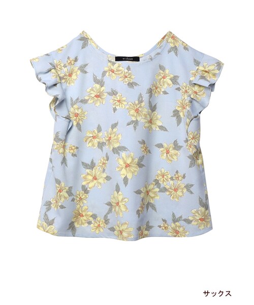 w closet（ダブルクローゼット）の「マーガレット花柄プルオーバー（トップス・レディース・サックス/グレー・FREE）」の2枚目の写真