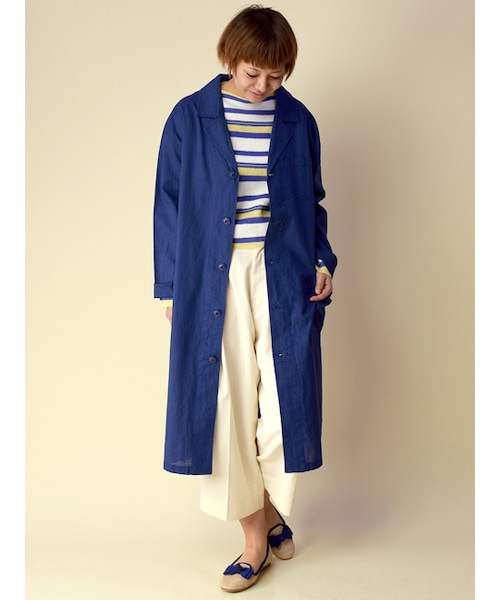 w closet（ダブルクローゼット）の「コットン×リネンショップコート（ジャケット/アウター・レディース・オフホワイト/グレー/ネイビー・FREE）」の12枚目の写真