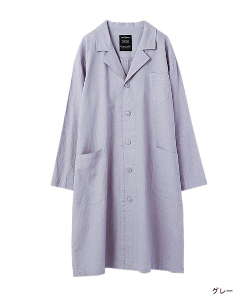 w closet（ダブルクローゼット）の「コットン×リネンショップコート（ジャケット/アウター・レディース・オフホワイト/グレー/ネイビー・FREE）」の3枚目の写真