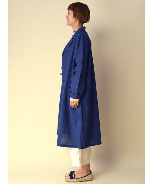 w closet（ダブルクローゼット）の「コットン×リネンショップコート（ジャケット/アウター・レディース・オフホワイト/グレー/ネイビー・FREE）」の5枚目の写真