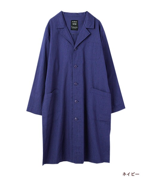 w closet（ダブルクローゼット）の「コットン×リネンショップコート（ジャケット/アウター・レディース・オフホワイト/グレー/ネイビー・FREE）」の4枚目の写真