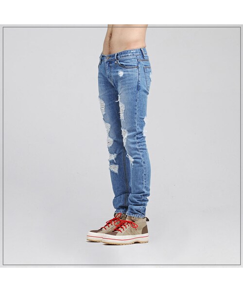 ROMANTIC CROWN（ロマンティッククラウン）の「SUNDAY DESTROYED JEANS_SKYBLUE（その他・メンズ・기타）」の6枚目の写真