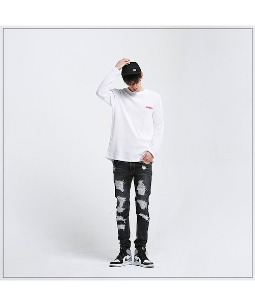 ROMANTIC CROWN(ロマンティッククラウン)の「SUNDAY DESTROYED JEANS_BLACK(その他・メンズ・기타)」の1枚目の写真