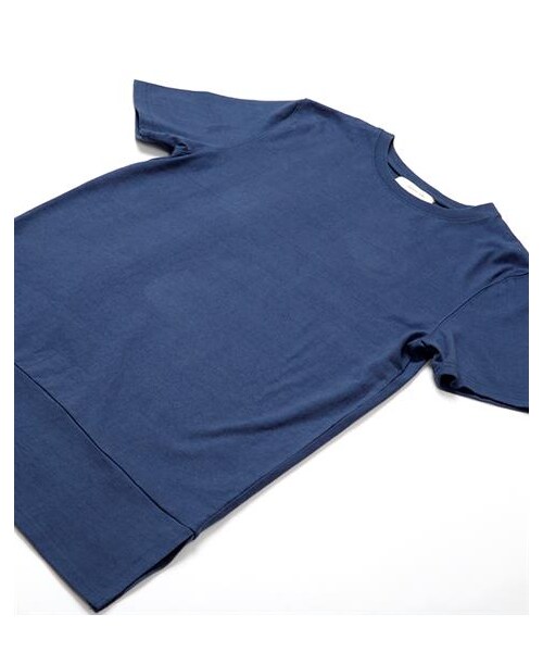 plain-me（プレインミー）の「重磅厚棉拼接長版T（その他・メンズ・深藍/黑・S/M）」の2枚目の写真