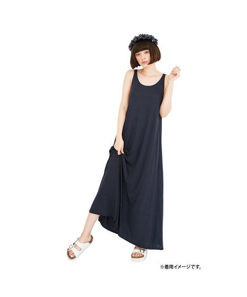 haco!(ハコ)の「エムトロワ 使えてキレイなカットソーマキシワンピースセット:黒(ワンピース・レディース・Various・S /M /L /LL/MT)」の3枚目の写真