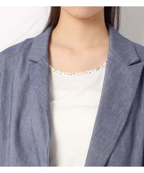 laboratory work（ラボラトリーワーク）の「デニムダブルテーラードジャケット（ジャケット/アウター・レディース・ホワイト/サックス/インディゴ・M）」の7枚目の写真