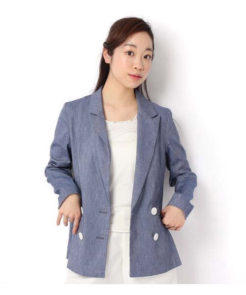 laboratory work（ラボラトリーワーク）の「デニムダブルテーラードジャケット（ジャケット/アウター・レディース・ホワイト/サックス/インディゴ・M）」の3枚目の写真