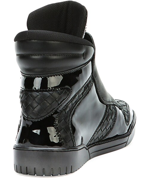 BOTTEGA VENETA（ボッテガヴェネタ）の「Bottega Veneta Woven High-Top Sneaker with Ski Closure, Black（スニーカー・メンズ・BLACK・44EU/11US）」の2枚目の写真