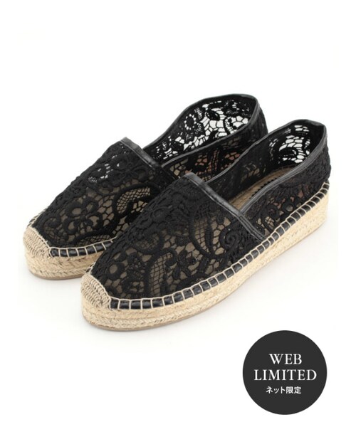31 Sons de mode（トランテアン　ソン　ドゥ　モード）の「【夏物新着】レースエスパドリーユ《予約アイテム》（フラットシューズ・レディース・オフホワイト/ピンク/ネイビー・Ｓ-/Ｍ-/Ｌ-）」の5枚目の写真