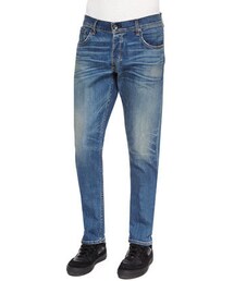 rag & bone | Rag & Bone Five-Pocket Distressed Slim-Leg Jeans, Navy(デニムパンツ)