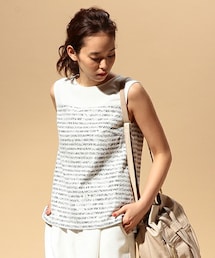 Soareak | ﾚｰｽﾎﾞｰﾀﾞｰﾉｰｽﾘﾄｯﾌﾟｽ(Tシャツ/カットソー)