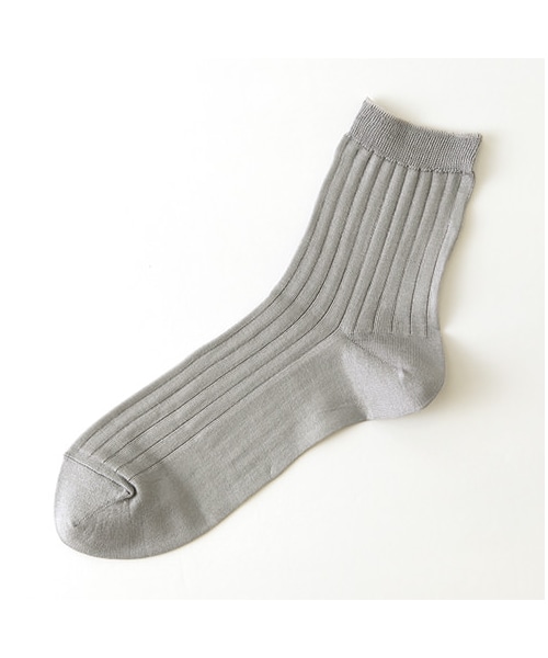 靴下屋（クツシタヤ）の「ガーゼ調リブショートソックス（ソックス・靴下・レディース・サラシ/シルバーグレー/クロ/イエロー・22.0～24.0cm）」の3枚目の写真