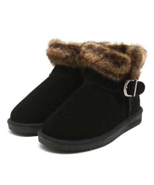 BEACH FEET(ビーチフィート)の「【BEACH FEET】ファー ミニ ムートン (833004)(ブーツ・レディース・ブラック/グレー/ダークブラウン・35/36/37/38)」の2枚目の写真