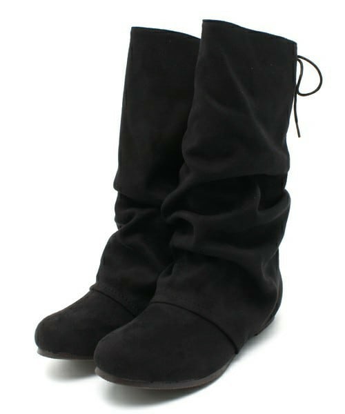 Bridget Birkin（ブリジットバーキン）の「後ろ編み上げクシュクシュハーフブーツ　（143101）（ブーツ・レディース・ブラック/ダークグレー・SMALL/MEDIUM/LARGE/X-LARGE）」の2枚目の写真