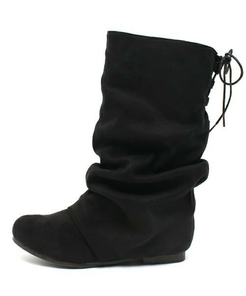 Bridget Birkin（ブリジットバーキン）の「後ろ編み上げクシュクシュハーフブーツ　（143101）（ブーツ・レディース・ブラック/ダークグレー・SMALL/MEDIUM/LARGE/X-LARGE）」の3枚目の写真