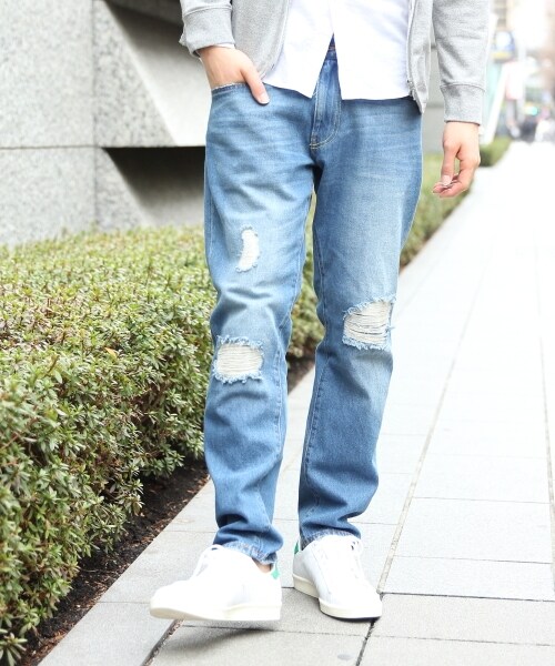 RAGEBLUE（レイジブルー）の「ダメージ加工デニム（パンツ・メンズ・ホワイト02/ブルー85・Ｍ(30インチ)/Ｌ(32インチ)）」の2枚目の写真