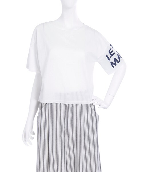 thpry＋color（スプリーカラー）の「スリーブロゴカットソー【2015夏新作】（トップス・レディース・ホワイト/ネイビー・F）」の7枚目の写真