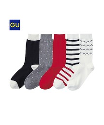 GU | （GU）クルーソックス（５足組）Ｄ３(レッグウェア)