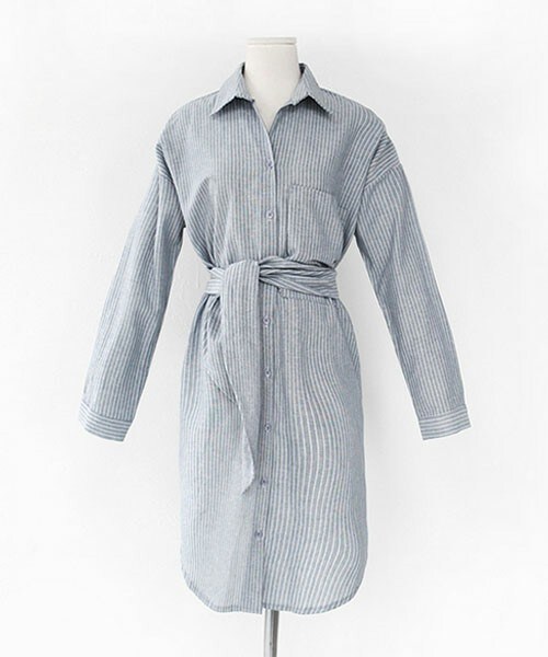 【タグ付き✨】パーリーゲイツ　近年★シャツワンピース　リボン　ストライプ　１ althena-7.jpg