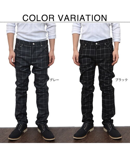 2c（ツーシー）の「チェック柄スラックス★キレイめ★2色★【送料無料】（ブルゾン・メンズ・その他）」の2枚目の写真