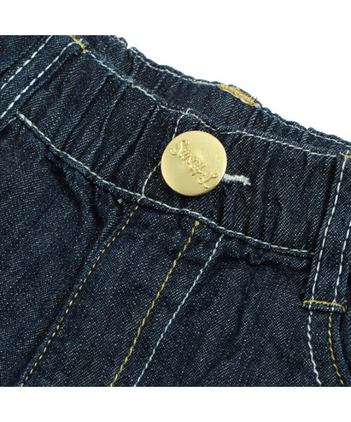 apres les cours（アプレレクール）の「◎デニムハーフパンツ(5分丈)（パンツ・キッズ・ブルー/ネイビーブルー/ストライプ柄・80/90/95/100/110/120/130/140）」の13枚目の写真