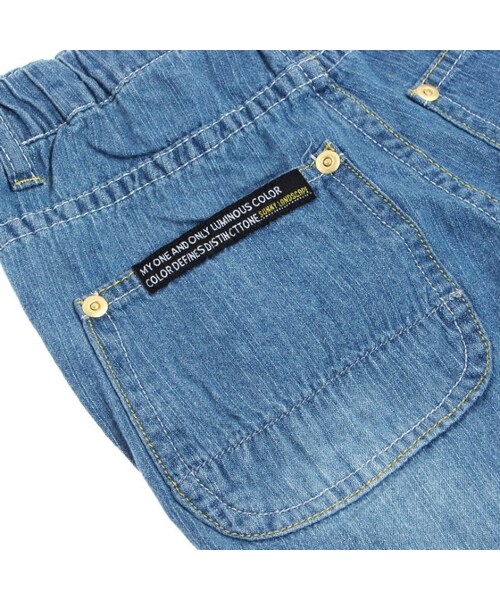 apres les cours（アプレレクール）の「◎デニムハーフパンツ(5分丈)（パンツ・キッズ・ブルー/ネイビーブルー/ストライプ柄・80/90/95/100/110/120/130/140）」の10枚目の写真