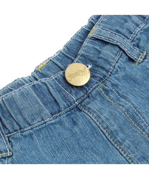 apres les cours（アプレレクール）の「◎デニムハーフパンツ(5分丈)（パンツ・キッズ・ブルー/ネイビーブルー/ストライプ柄・80/90/95/100/110/120/130/140）」の9枚目の写真