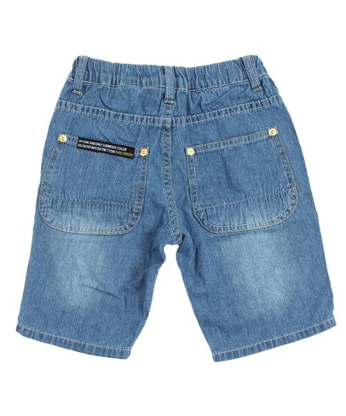 apres les cours（アプレレクール）の「◎デニムハーフパンツ(5分丈)（パンツ・キッズ・ブルー/ネイビーブルー/ストライプ柄・80/90/95/100/110/120/130/140）」の6枚目の写真