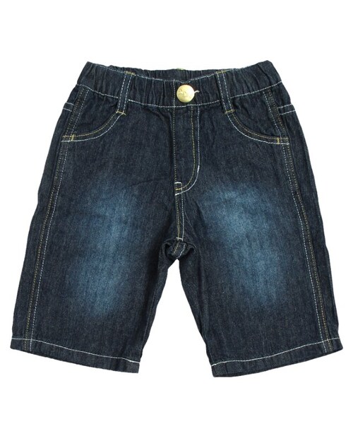 apres les cours（アプレレクール）の「◎デニムハーフパンツ(5分丈)（パンツ・キッズ・ブルー/ネイビーブルー/ストライプ柄・80/90/95/100/110/120/130/140）」の4枚目の写真